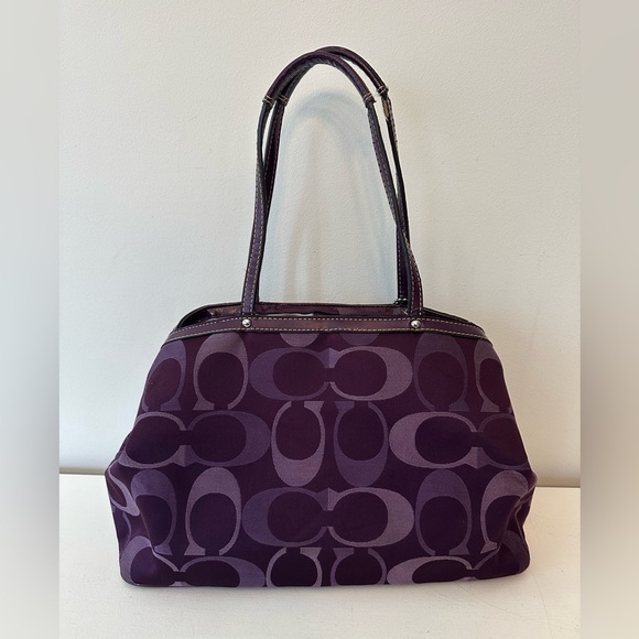 COACH F20105 striped carryall purple - Picture 3 of 8